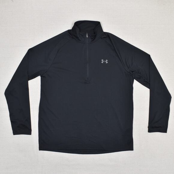Under Armour Men 1/4 Zip Pullover Sweatshirt Polyester Black Size L Loose - Picture 2 of 8